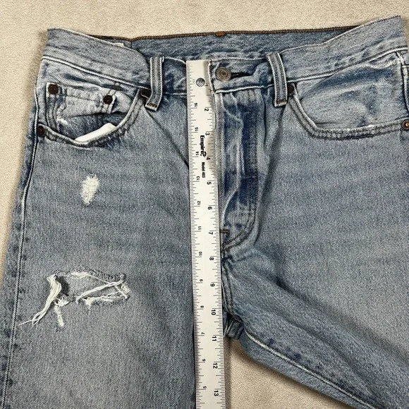 Vintage Levis Premium 501 S Jeans Womens 28x27 Light Wash Skinny Distressed Rips - Picture 12 of 12